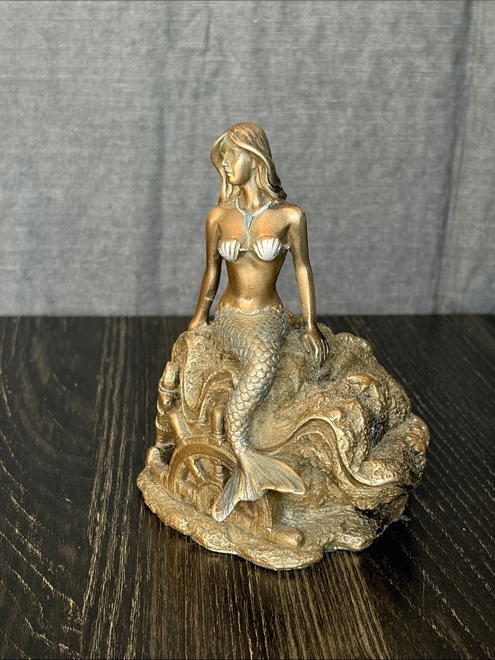 Gold Mermaid Figurine Home Art Sculpture